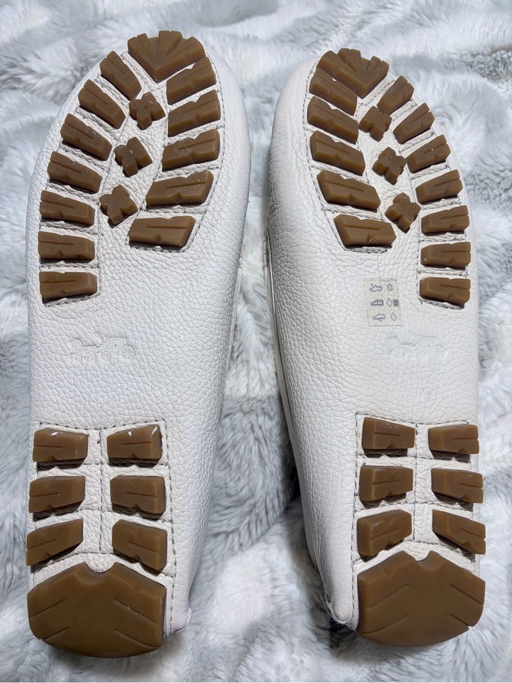 COACH White Leather Penny Loafers with Gold Logo - Picture 3 of 6